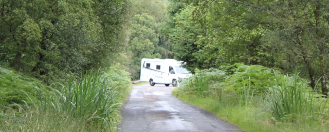 25 motorhomes on narrow roads, Loch Carron, Ruth's coastal walk around Scotland