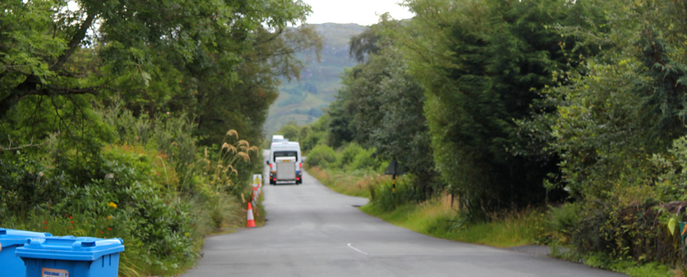 01 bus dropping off at Kishorn, Ruth's coastal walk Scottish Highlands