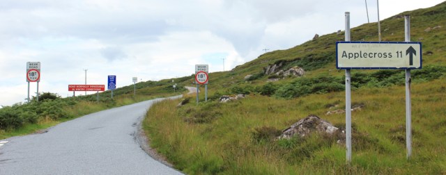 10 turnoff to the fish farm and dock, Applecross Pass, Ruth's coastal walk Scottish Highlands