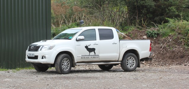 20 Reraig forest vehicle, Ruth walking the coast of Scotland