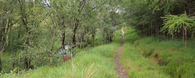 28 walking beside a stream, Wester Ross, Ruth hiking around the coast, Scottish Highlands