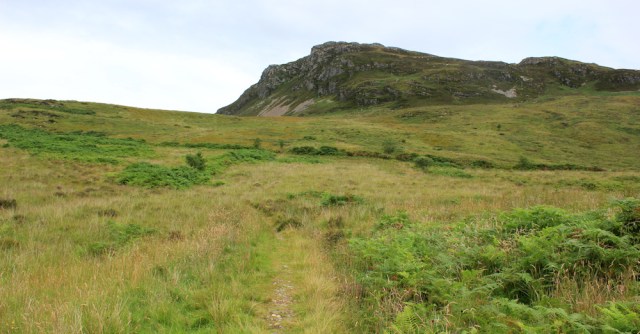 33 climbing the slope of Blar nan Clachan Mora, Ruth hiking around the coast, Scottish Highlands