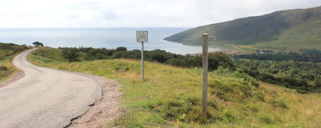 64 footpath signs, Ruth hiking to Applecross, Scotland