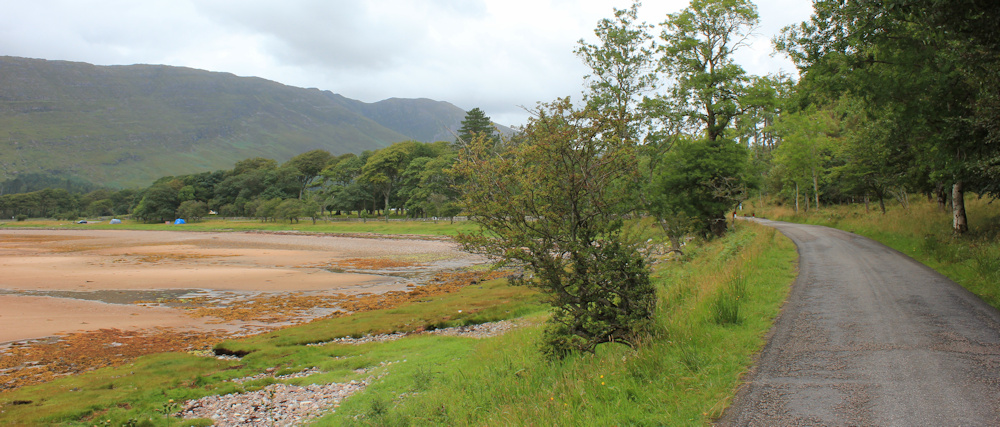 02 road around Applecross Bay, tide out, Ruth's coastal walk around Britain