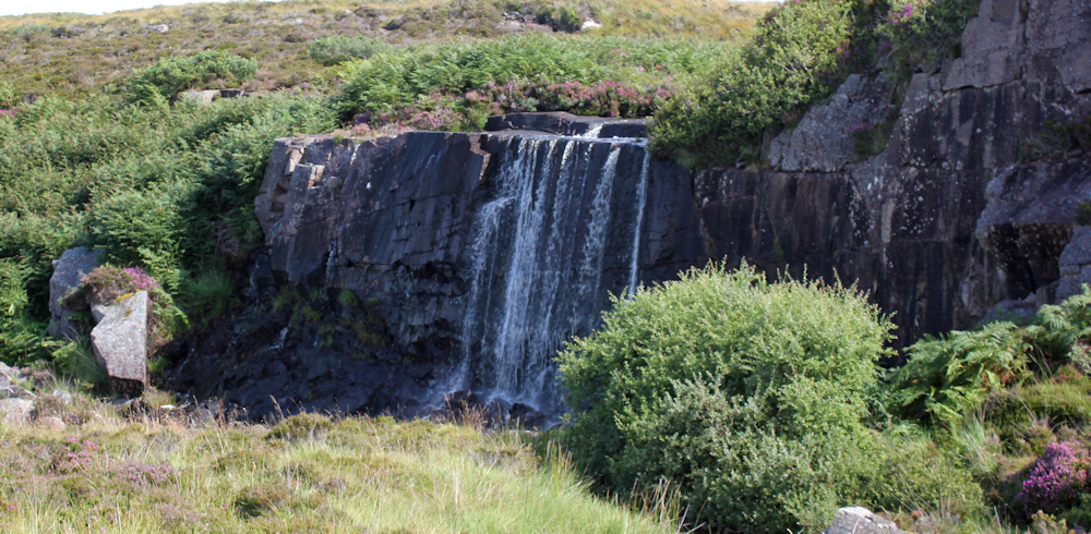 14 waterfall on road to Cuaig, Ruth walking up the coast of Applecross, Scotland