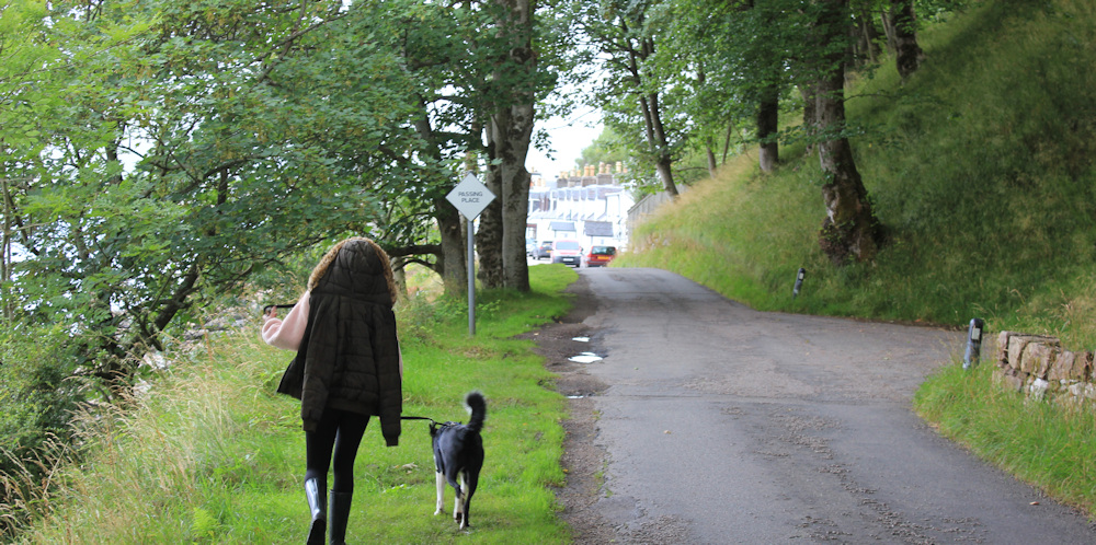 41 walking into Applecross, Ruth walking the coast of Scotland, Wester Ross