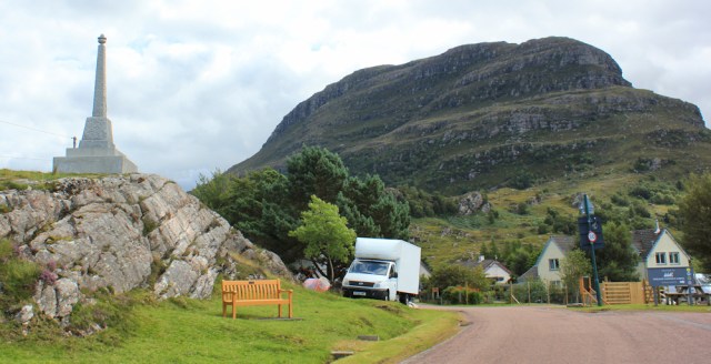 03 War Memorial and Ben Shieldaig, Ruth's coastal walk around Scotland