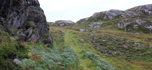 09 approaching top of the hill, footpath to Ardheslaig, Ruth walking the south bank of Loch Torridon, Scotland