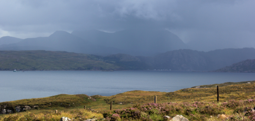 19 storm clouds over Loch Torridon, Ruth hiking around the north of Applecross, Scotland