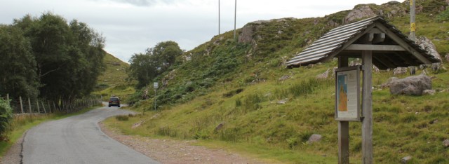 20 information about the new woodland, Ardheslaig, Applecross, Ruth walking the south bank of Loch Torridon, Scotland