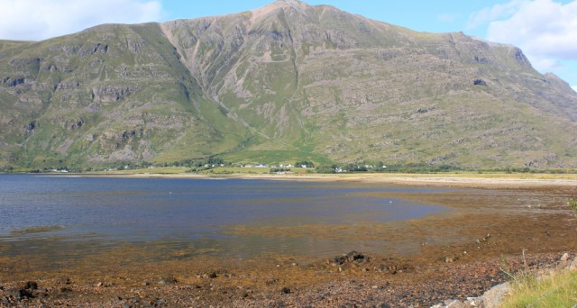 35 Torridon from the Annat road, Ruth hiking around the coast of Scotland