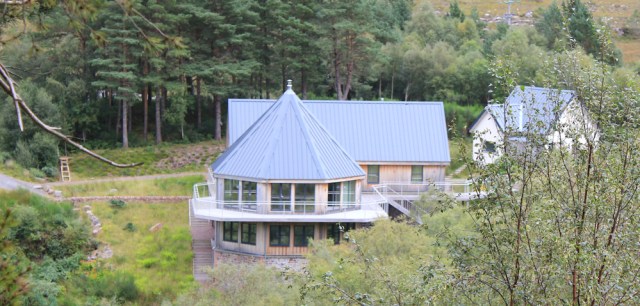 36 nice new house, Ceann Locha, Ruth walking the south bank of Loch Torridon, Scotland