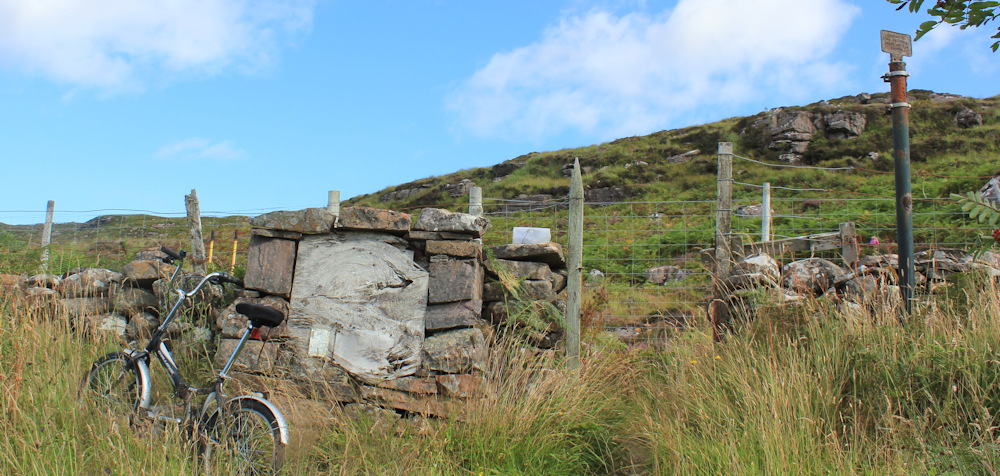 01 bike at the start of the path, Ruth's hike to Craig Bothy and back, Scotland