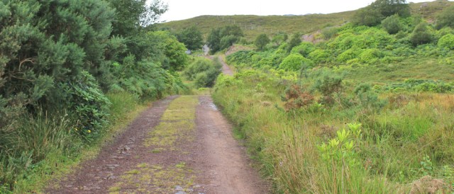 031 track to Inveralligin, Ruth walking the coast from Torridon, Scotland
